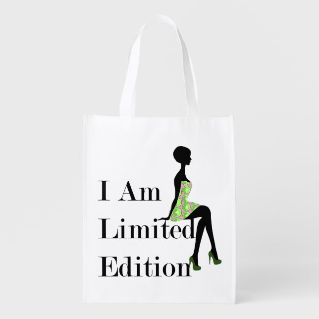 Fashion Silhouette I Am Limited Edition Quote Reusable Grocery Bag (Front)