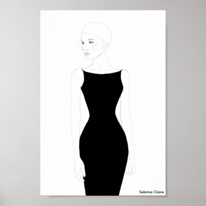 Fashion Sketch   Little Black Dress Posters