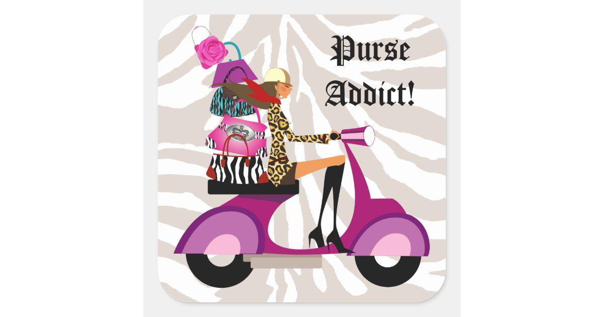 Fashion Stickers Scooter Woman Purses Zebra