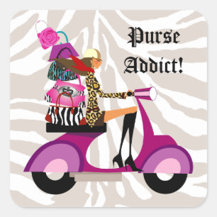 Fashion Stickers Scooter Woman Purses Zebra