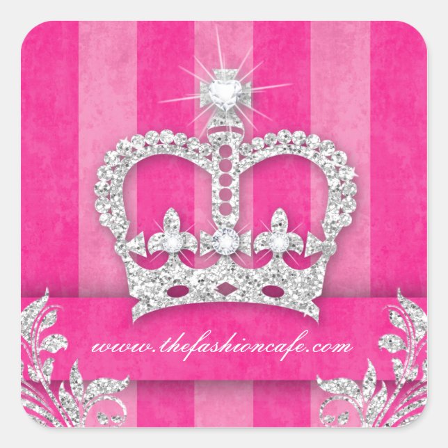 Fashion Stripes Sticker Jewelry Pink Crown (Front)