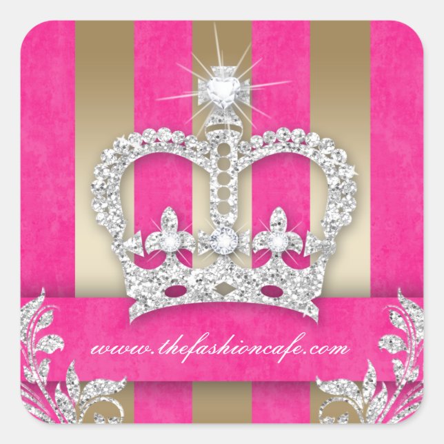 Fashion Stripes Sticker Jewelry Pink Crown Gold (Front)