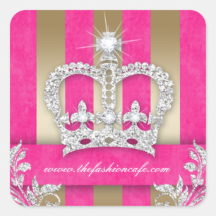 Fashion Stripes Sticker Jewelry Pink Crown Gold