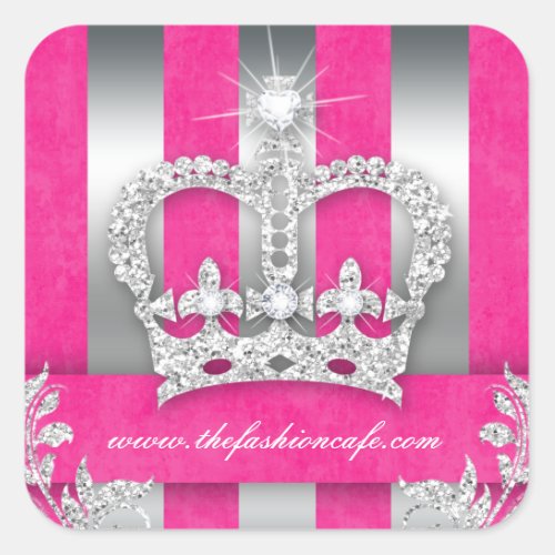 Fashion Stripes Sticker Jewelry Pink Crown Silver