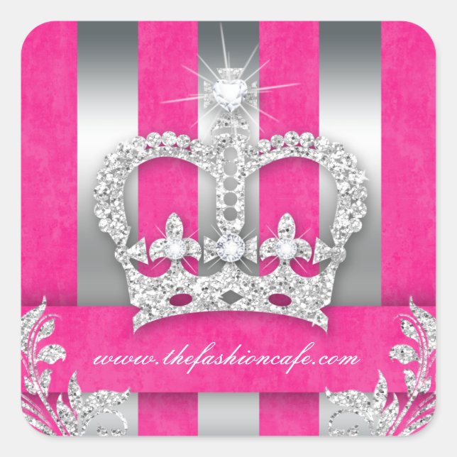 Fashion Stripes Sticker Jewelry Pink Crown Silver (Front)