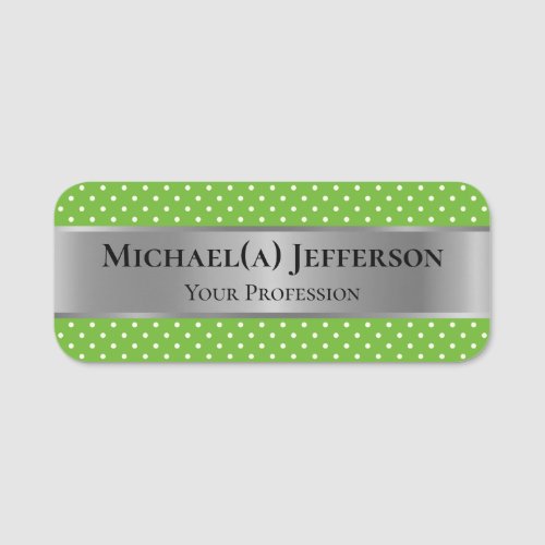 Fashion Style Apple Green Polka Dot Luxury Silver Name Tag