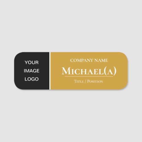 Fashion Style Black  Mustard Yellow Company LOGO Name Tag