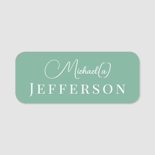 Fashion Style Mint Green Minimalist  Professional Name Tag