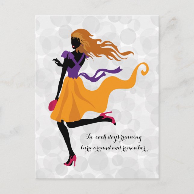 Fashion stylish bright silhouette ilustration postcard (Front)