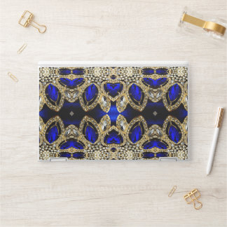 fashion stylish girly turquoise navy Blue gold HP Laptop Skin