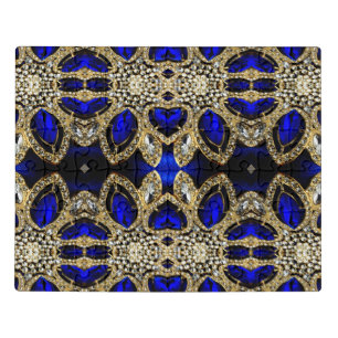 fashion stylish girly turquoise navy Blue gold Jigsaw Puzzle
