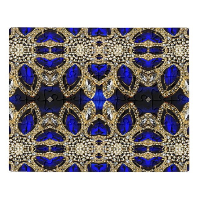 fashion stylish girly turquoise navy Blue gold  Jigsaw Puzzle (Puzzle Horizontal)