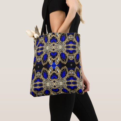 fashion stylish girly turquoise navy Blue gold  Tote Bag