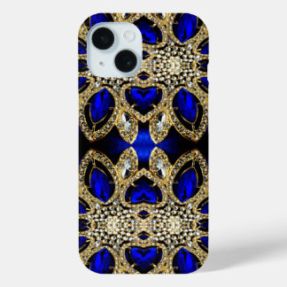 fashion stylish turquoise gold silver royal blue iPhone 15 case