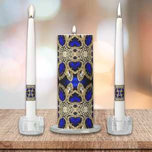 fashion stylish turquoise gold silver royal blue unity candle set