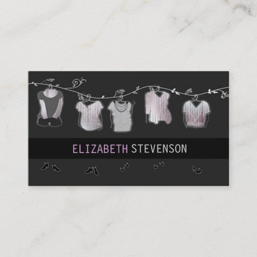 Customizable Fashion Stylist Designer Wardrobe Boutique Business Card Templates