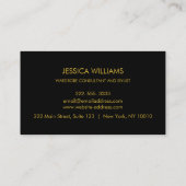 Fashion Stylist Gold Script Elegant Black Business Card | Zazzle