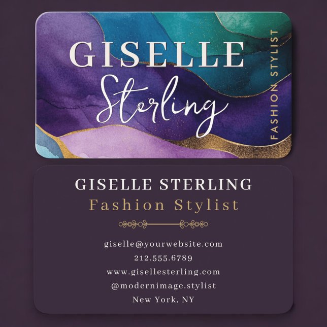 Fashion Stylist Purple Business Card (Creator Uploaded)