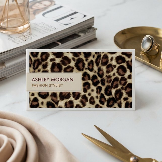 Fashion Stylist - Trendy Leopard Print Business Card (Creator Uploaded)