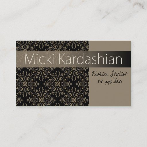Customizable Fashion Stylist, Wardrobe Consultant - "Damask" Business Cards