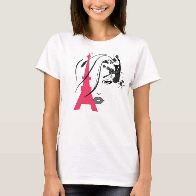 fashion t-shirt face of a woman in paris (Front)