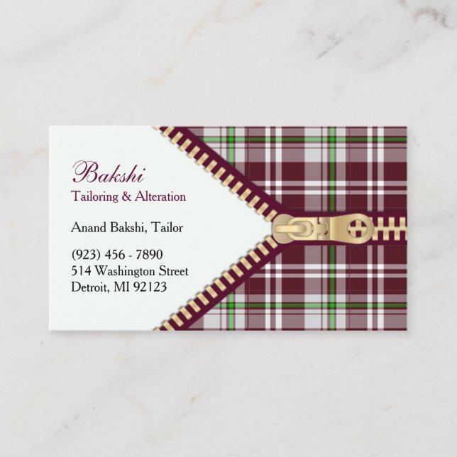 Fashion Tailoring Business Card Template (Front)