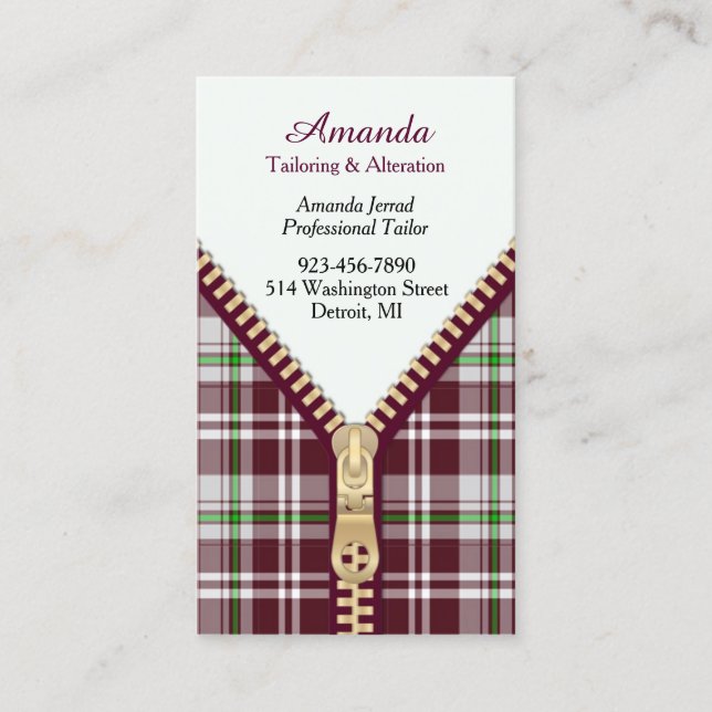 Fashion Tailoring Business Card Template (Front)