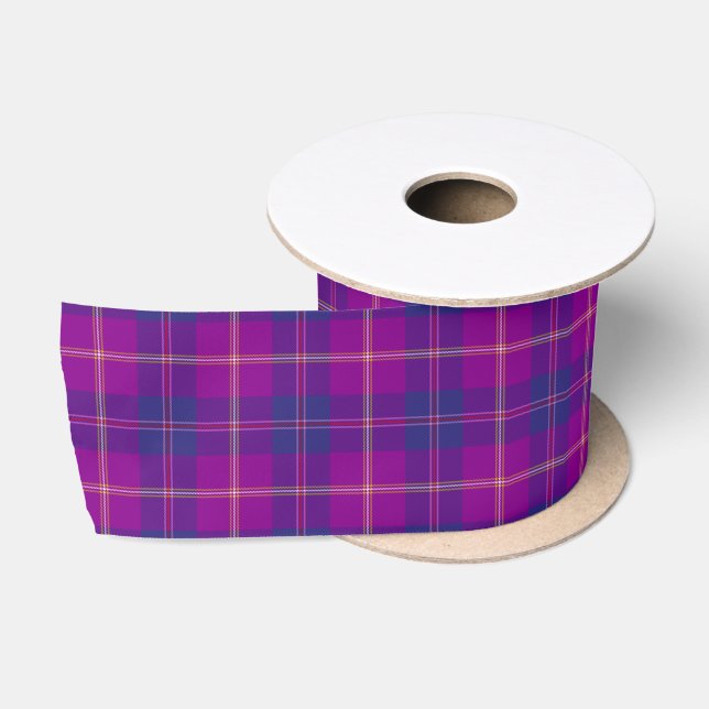 Fashion Tartan Plaid Fashion Violet Gold Blue Red Satin Ribbon (Spool)