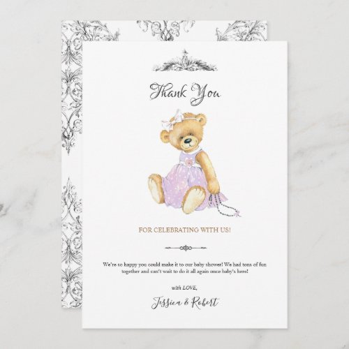 Fashion teddy bear little lady Thank You Card