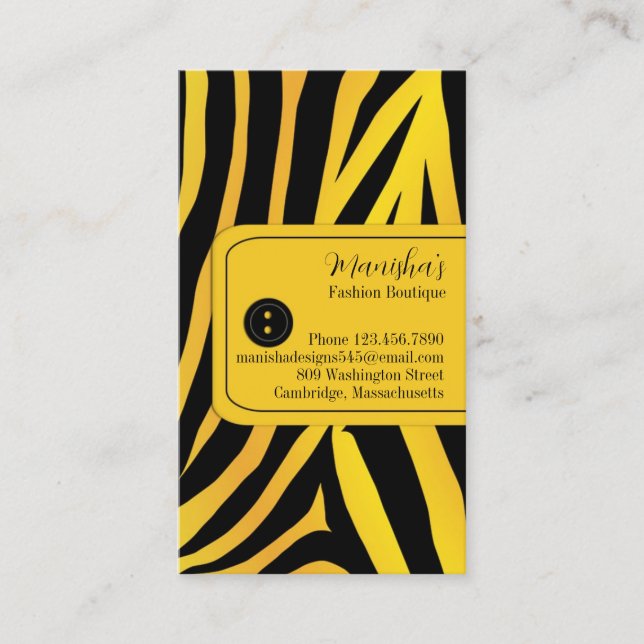 Fashion Tiger Stripes Business Card Template (Front)