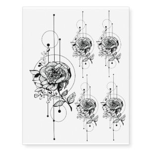 Fashion trendy stylish peony tattoo design