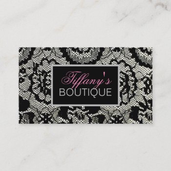 Fashion Vintage Black Floral Lace Business Cards by businesscardsdepot at Zazzle