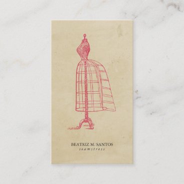 Fashion Vintage Dress Form Cool Pink Plain Simple Business Card