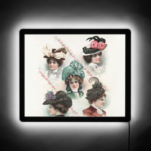 Fashion Vintage Ladies Victorian Hats LED Sign