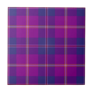 Fashion Violet Gold Red Clan Hunting Tartan Plaid Ceramic Tile