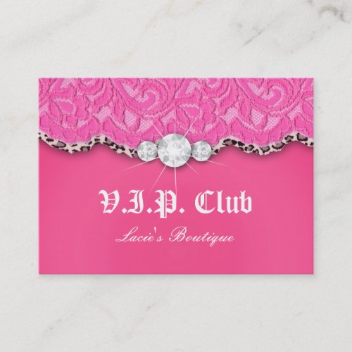 Fashion VIP Club Card Lace Lips Leopard Pink Business Cards