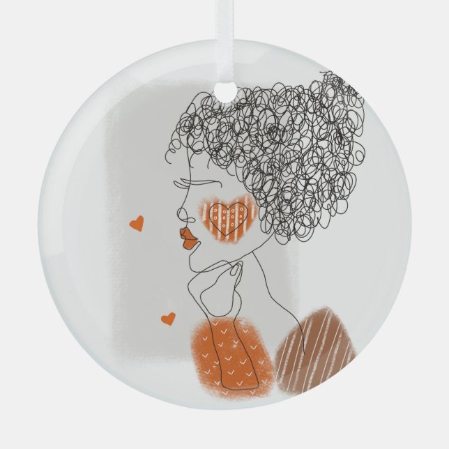 Fashion Woman: Graphic Black Lines Glass Ornament (Front)