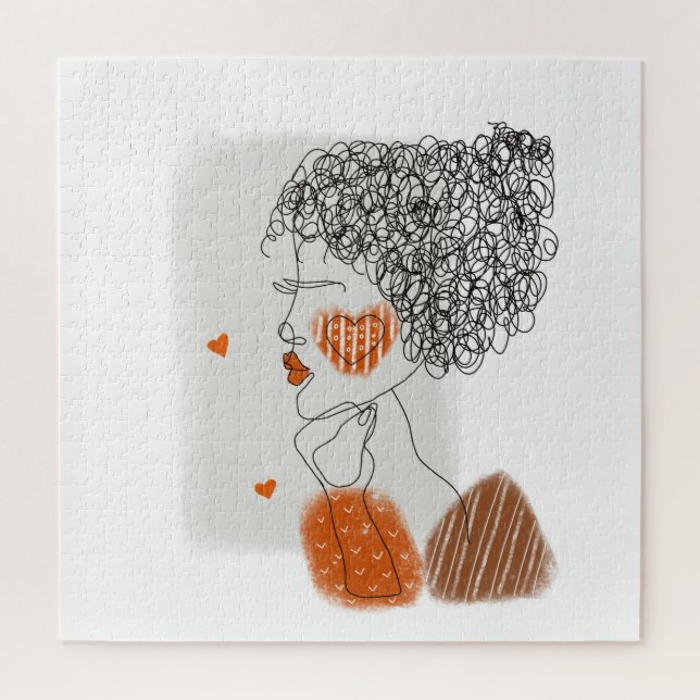 Fashion Woman: Graphic Black Lines Jigsaw Puzzle (Vertical)
