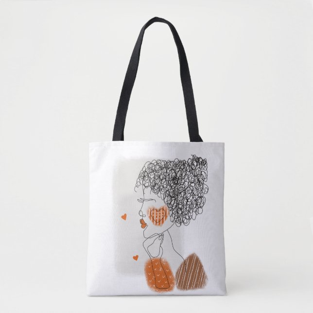 Fashion Woman: Graphic Black Lines Tote Bag (Front)