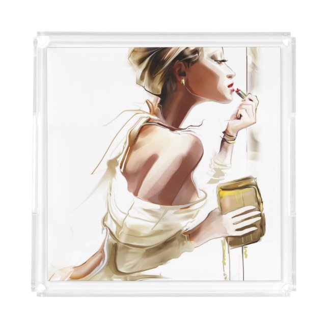 Fashion Woman: Stylish Contemporary Portrait. Acrylic Tray (Front)