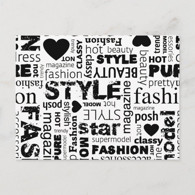 Fashion Word Collage Vector Illustration - alt Postcard (Front)