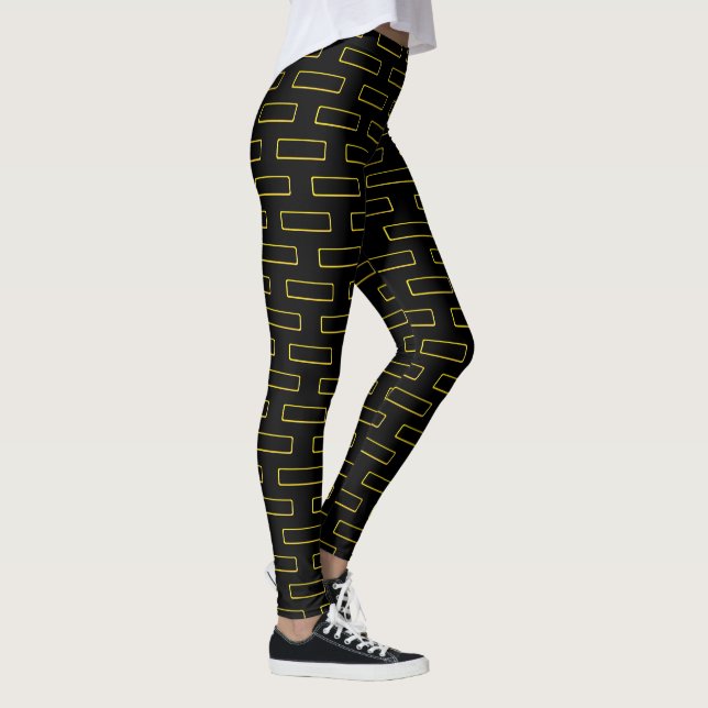 Fashion Yellow Rectangle Pattern Leggings (Right)