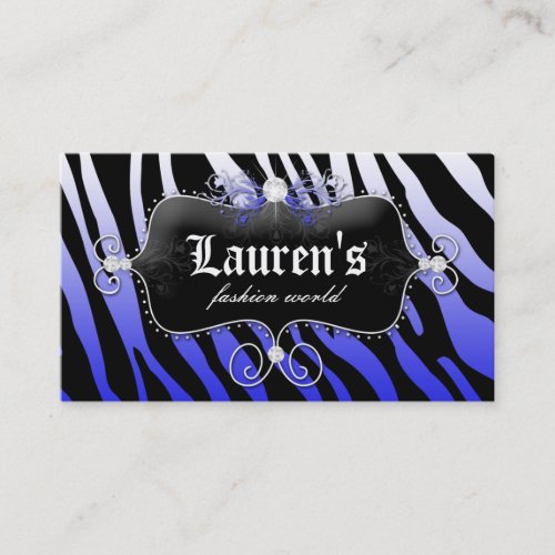 Fashion Zebra Jewelry Modern Blue Business Cards
