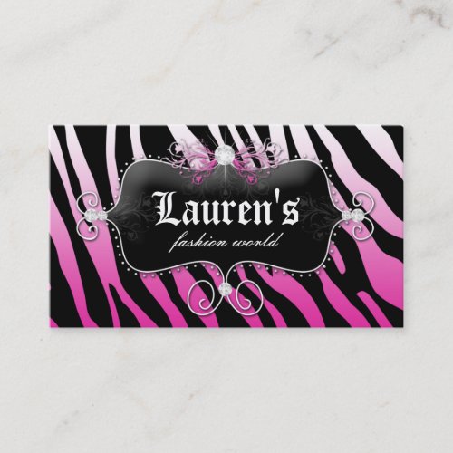 Fashion Zebra Jewelry Modern Pink Business Card