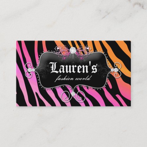 Fashion Zebra Jewelry Modern Pink Orange Business Card Templates