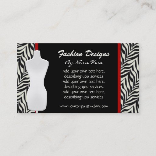 Customizable Fashion Zebra Print Business Card