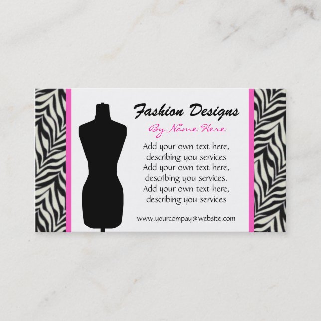 Fashion Zebra Print  Business Card (Front)