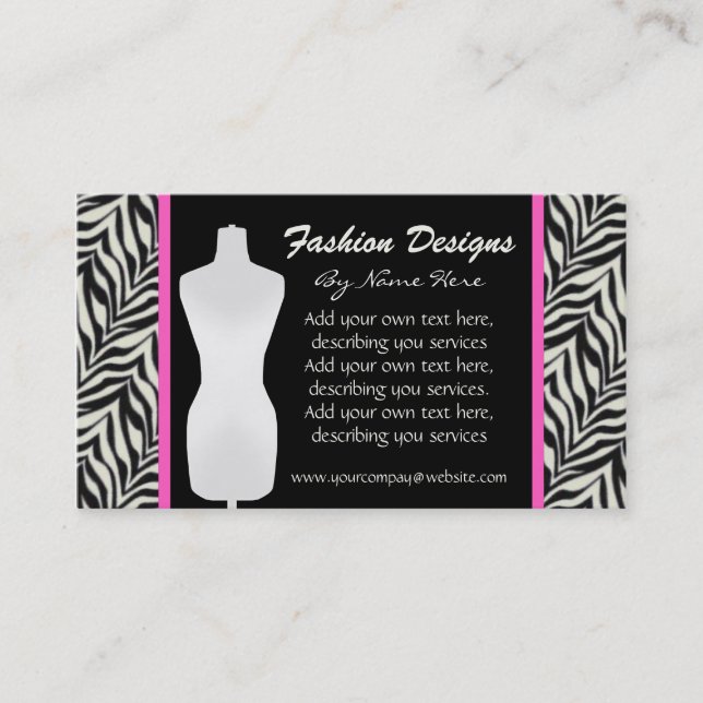 Fashion Zebra Print Business Card (Front)
