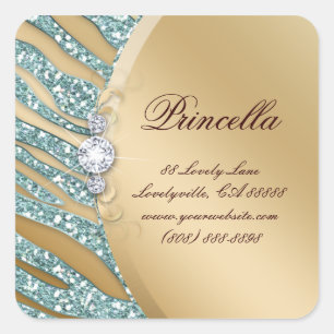 Fashion Zebra Sticker Jewelry Sparkle Pink Gold SQ