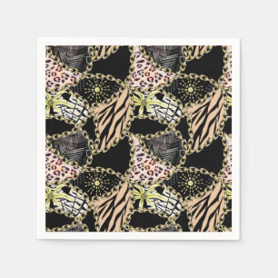Fashionable, abstract, chains, tiger skin. napkins